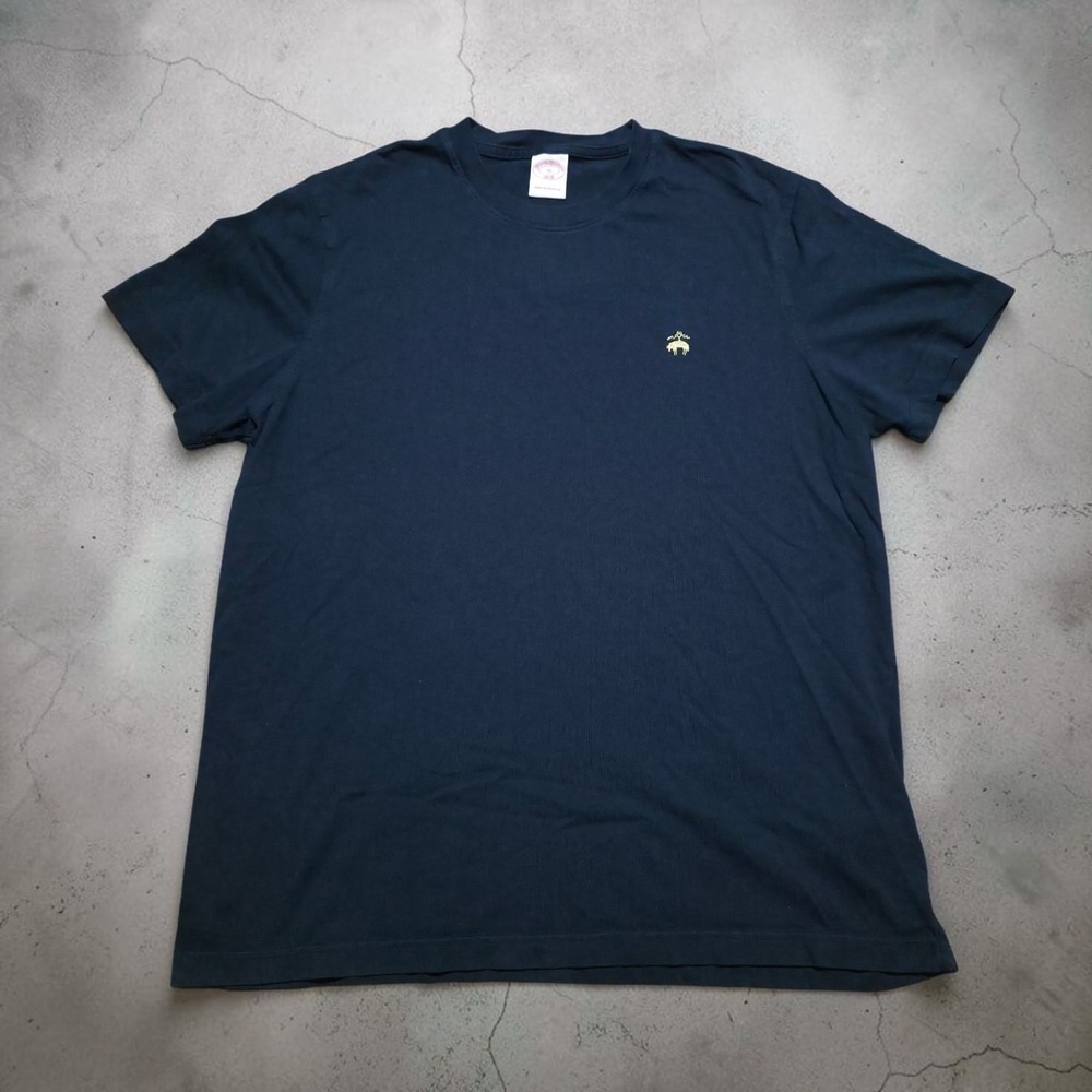 Brooks Brothers 1818 Shirt Mens XL Dark Blue Classic Gold Crest Logo Crew